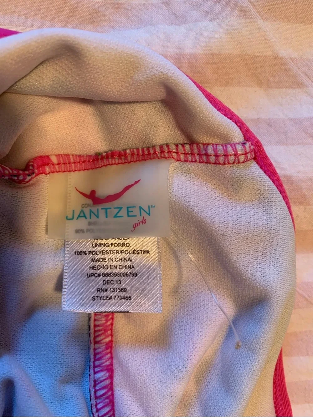 Jantzen Pink Fringe Multi-Color Stripe Tankini Bikini Set